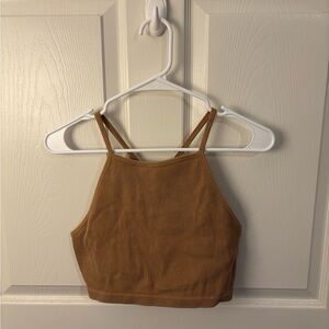Tan Ribbed Sports Bra